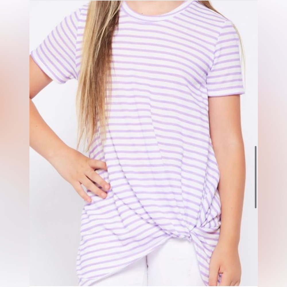 GTOG Girls Lavender Stripe Knot Top XS Age 4-6 NWT